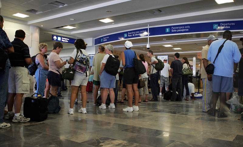 Queue at Cancun Airport