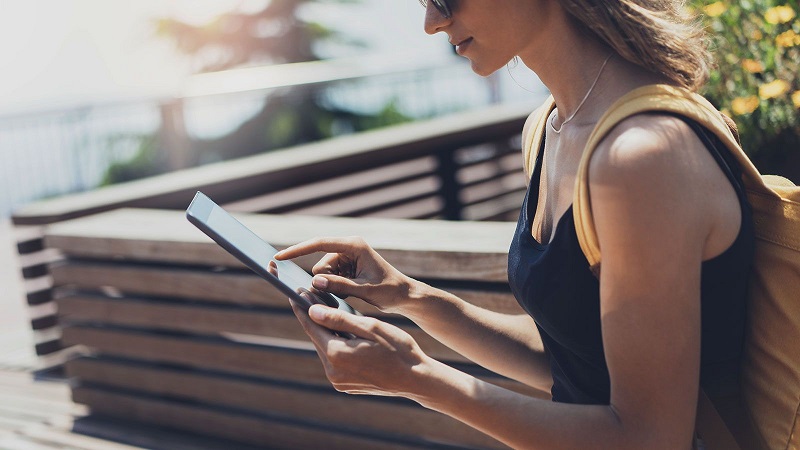 Girl using the cell phone