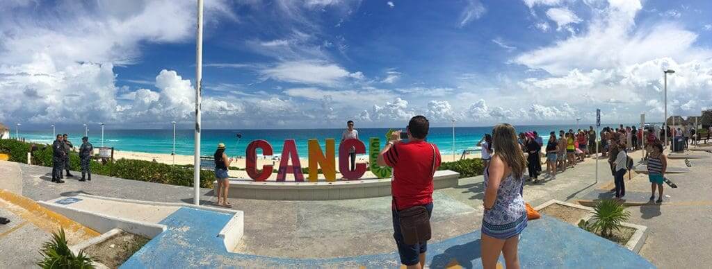 Visitors at Delfines Beach in Cancun