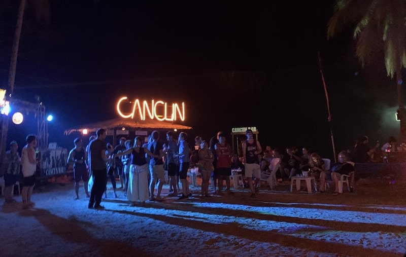 Beach at night in Cancun