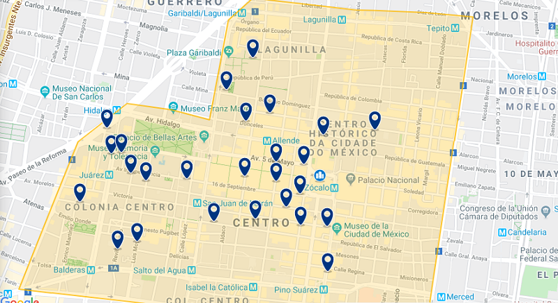 Map of the best regions in Mexico City