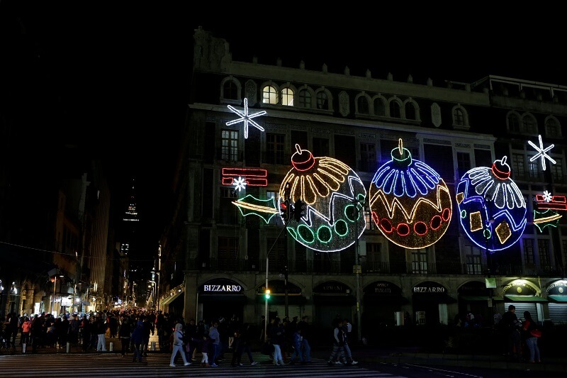 Christmas lights in Mexico City