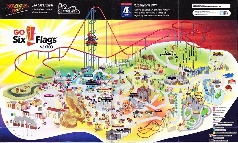 Map of Six Flags Park in Mexico City