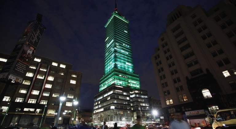 Latin American Tower at night in Mexico City