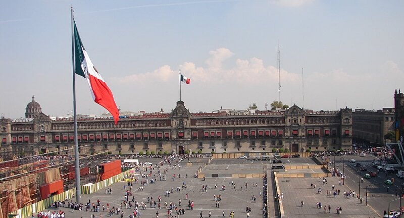 View of the Zócalo Square in Mexico City