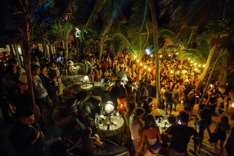 Beach party in Tulum