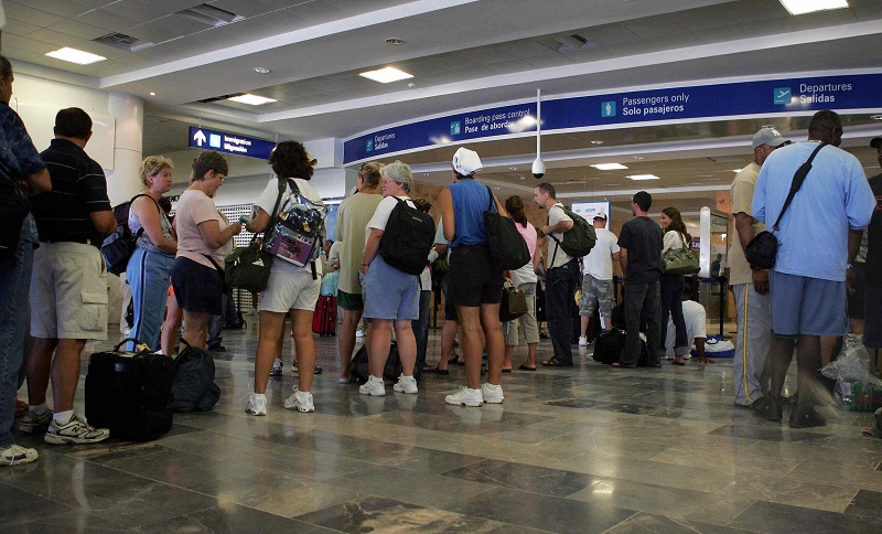 Tourists at Cancun Airport