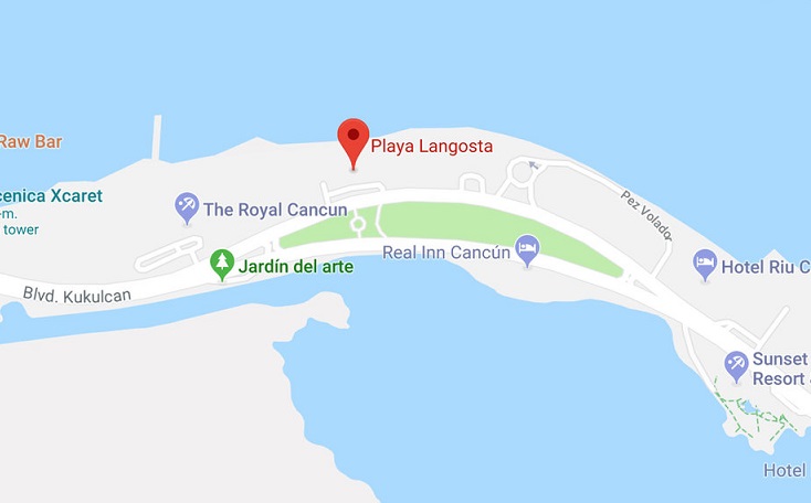 Map of Langosta Beach in Cancun