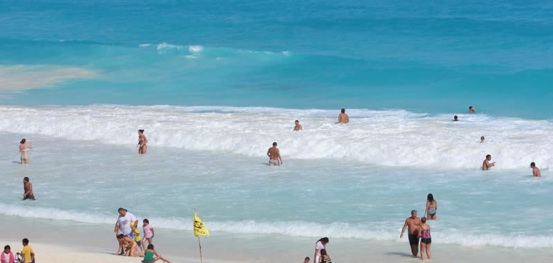People at Punta Cancun Beach in Cancun