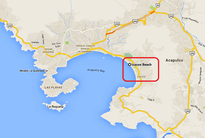 Map of Icacos Beach in Acapulco