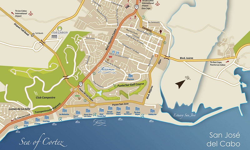 Map of San Jose del Cabo in Los Cabos