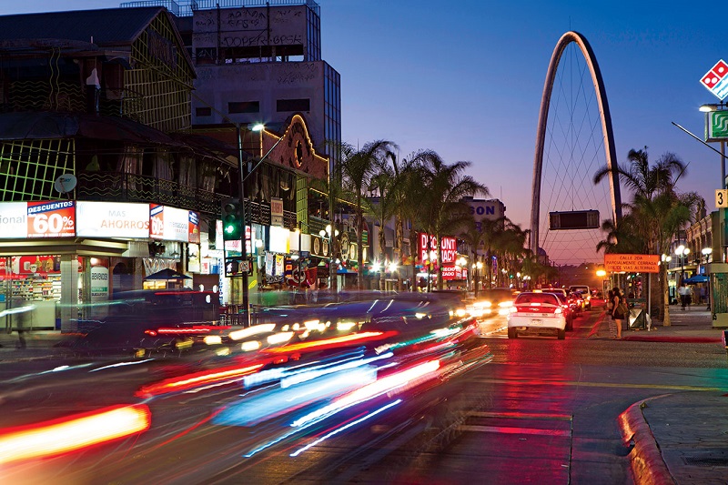 Revolución Avenue at night in Tijuana