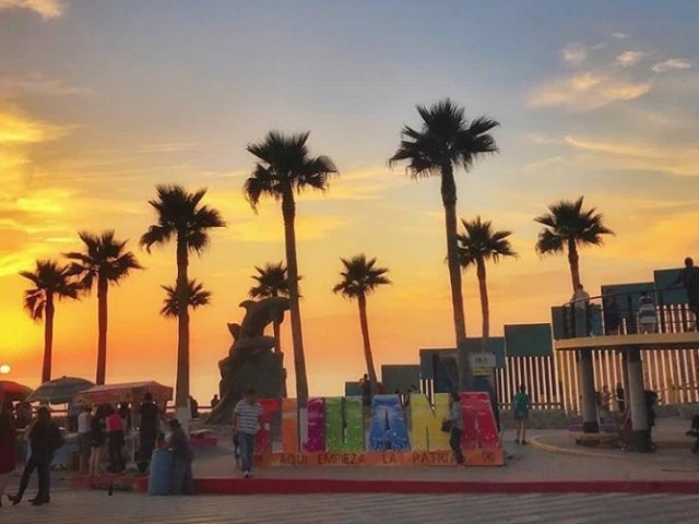 Tijuana sign at sunset