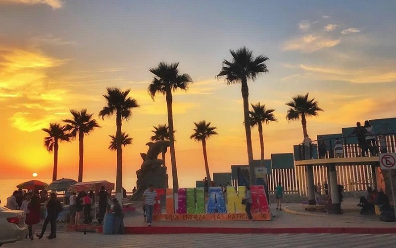 Tijuana sign at sunset