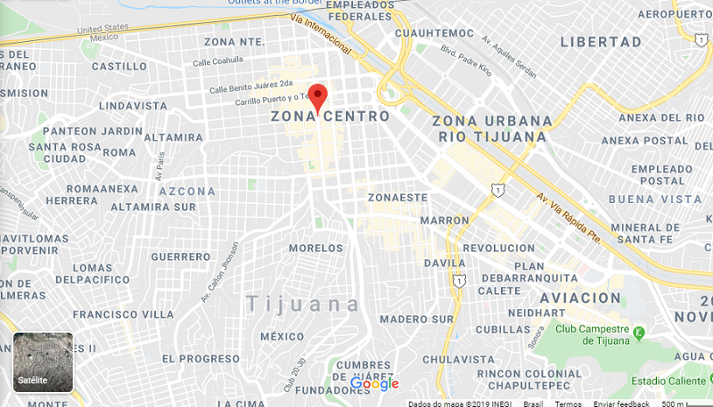 Map of Revolución Avenue in Tijuana