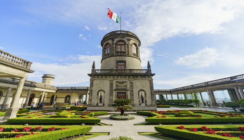 Chapultepec Castle garden in Mexico City