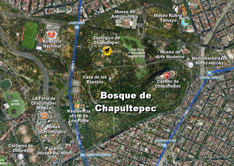 Map of the Chapultepec Forest in Mexico City