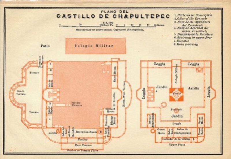 Map of Chapultepec Castle in Mexico City