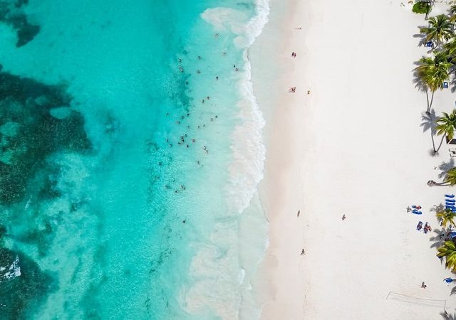 Top view of the beach in Cancun