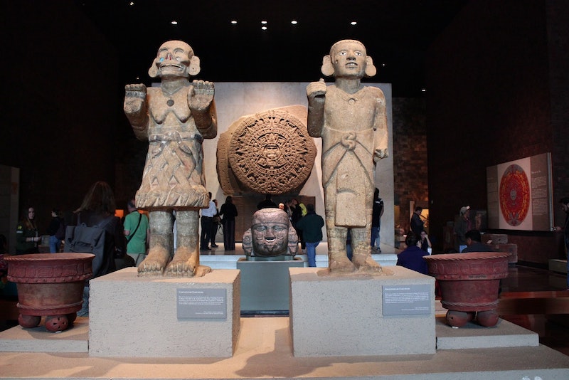 Art pieces at the National Museum of Anthropology in Mexico City